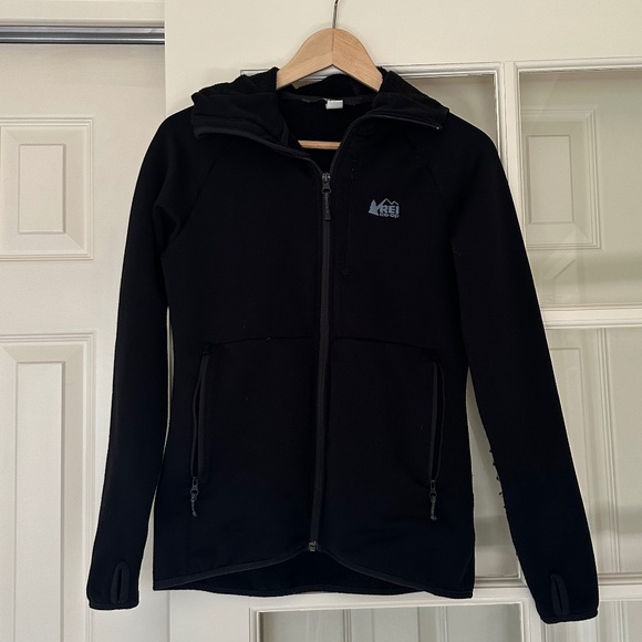 REI Black Zip-up with Hood, sz Small - Picture 1 of 3